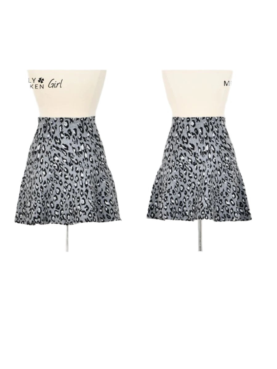 Girls Grey Cheetah Print Skirt