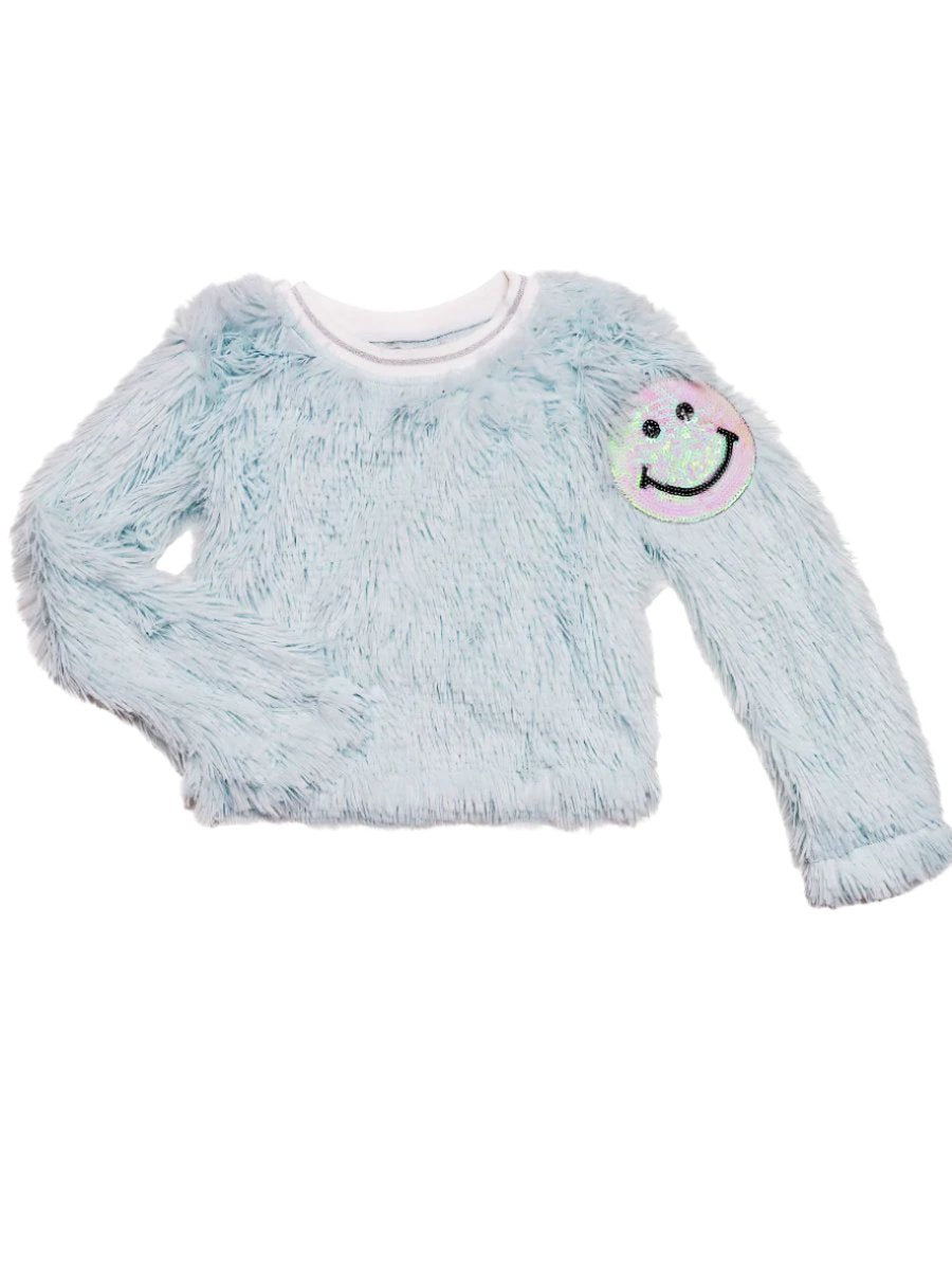 Girls Blue Shag Sweater