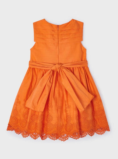 Mayoral Mini Orange Embroidered Lace Dress_ 3917-62