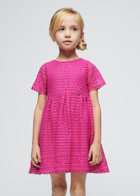 Mayoral Mini Pink Guipure Lace Dress_ 3918-83