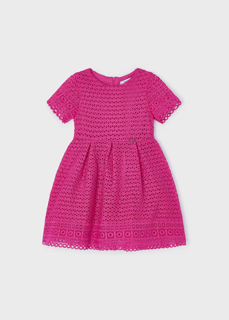 Mayoral Mini Pink Guipure Lace Dress_ 3918-83