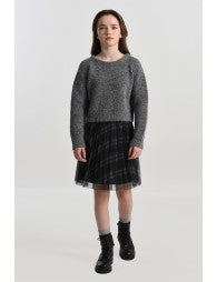 Mini Molly Plaid Tulle Skirt _Grey MMS3835ANH22-GRISA