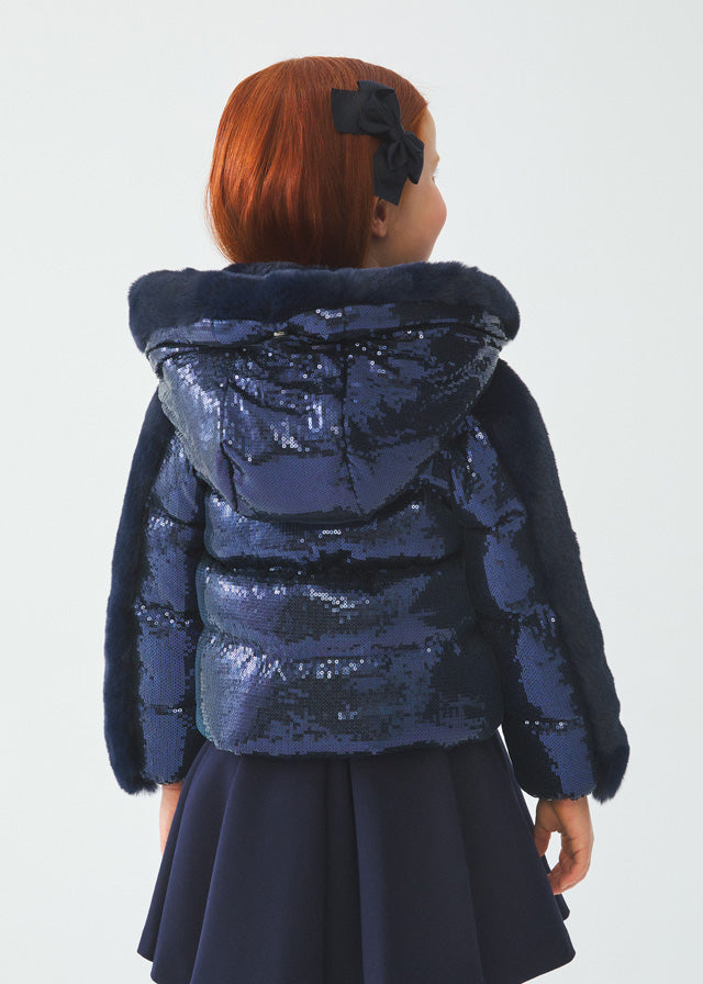 Abel & Lula Sequins Puffer Coat _Navy 5833-39