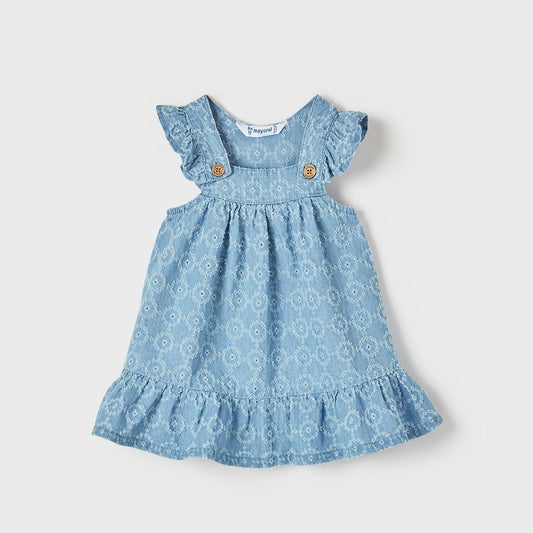 Mayoral Baby Denim Eyelet Dress _Medium Light Blue 1928-5