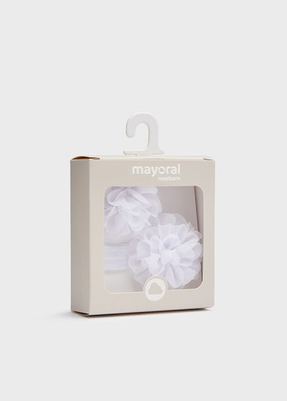 Mayoral Baby Headband & Clip Set _White 9500-62