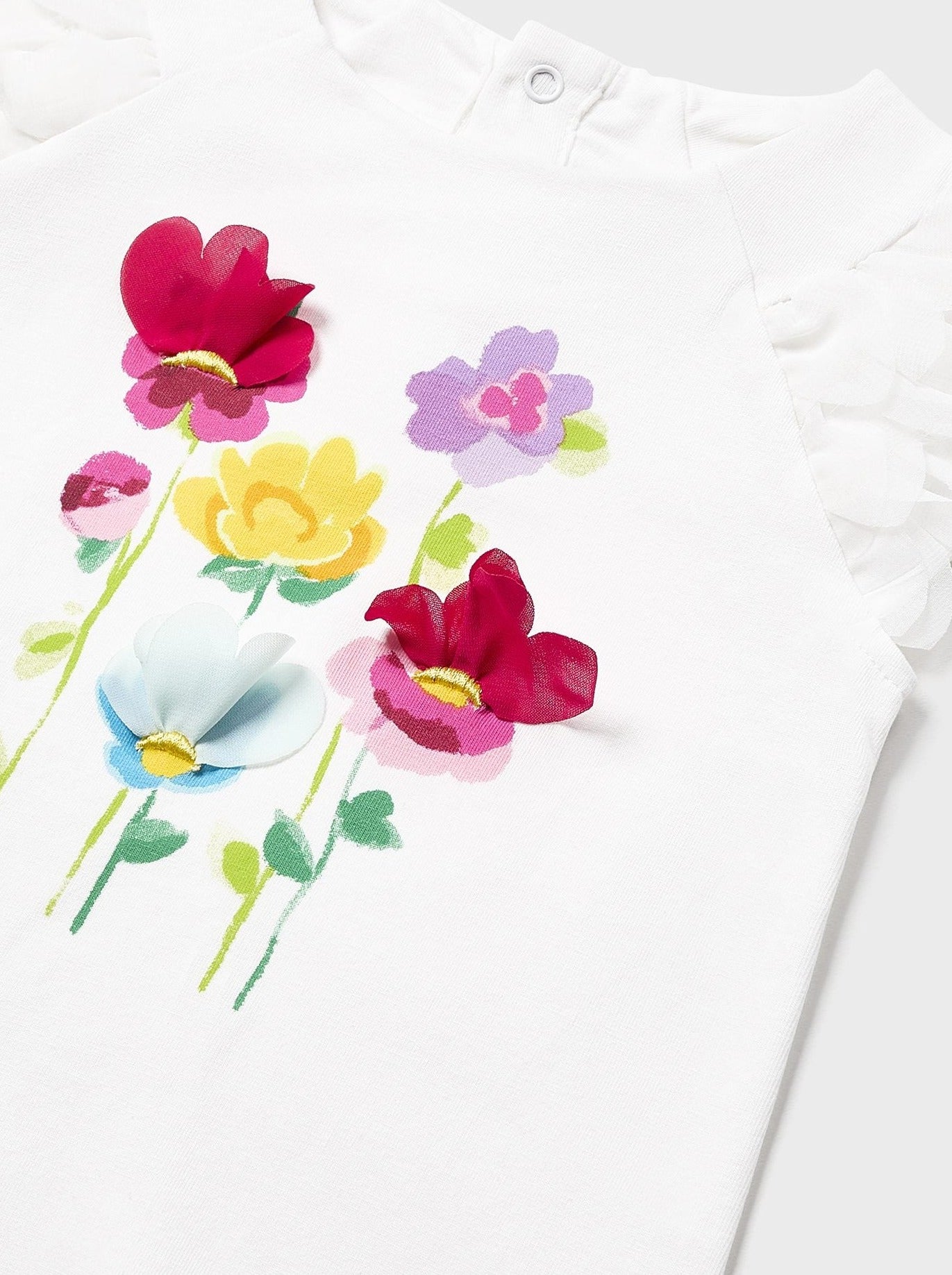 Mayoral Baby T-Shirt w/Flowers _White 1006-093