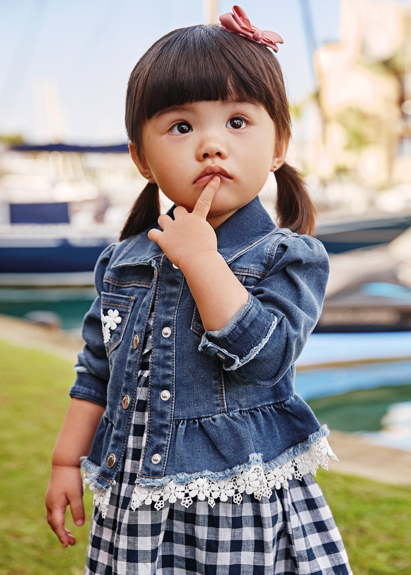 Baby Denim Jacket w Flower Embroidery