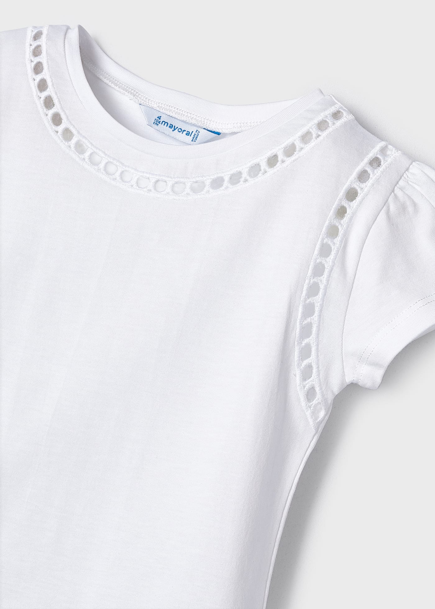 Mayoral Mini T-Shirt w/Embroidery Details _White 3057-17