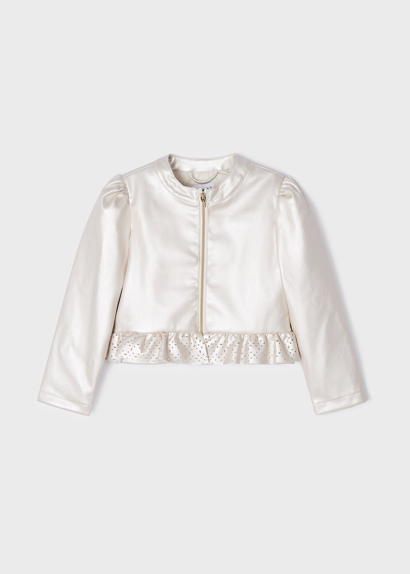 Mayoral Mini Pleatherette Jacket _Ivory 3437-27