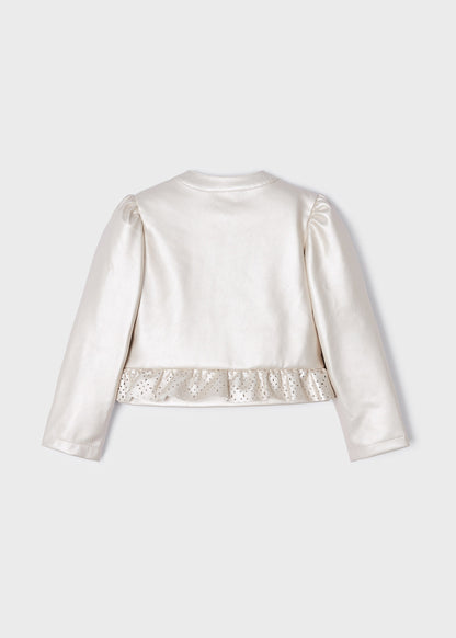 Mayoral Mini Pleatherette Jacket _Ivory 3437-27