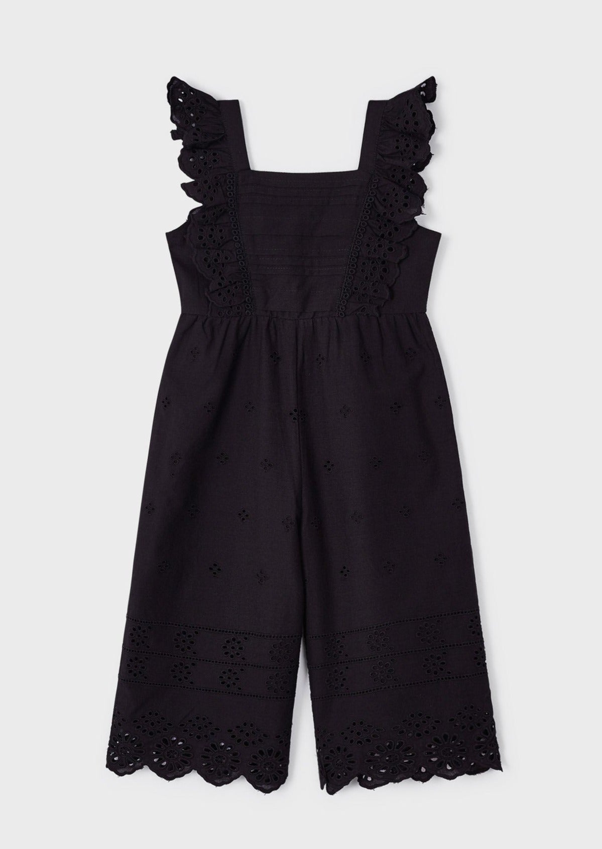 Mayoral Mini Sleeveless Eyelet Lace Jumpsuit _Black 3845-29