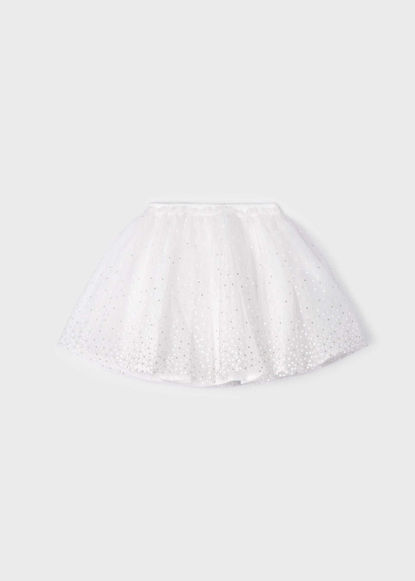 Mayoral Mini Polka Dot Tulle Skirt _White 3901-95