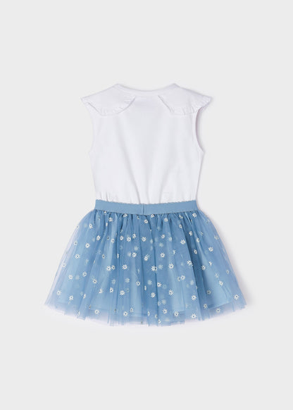 Mayoral Mini Blouse & Tulle Skirt Set _Blue 3950-361