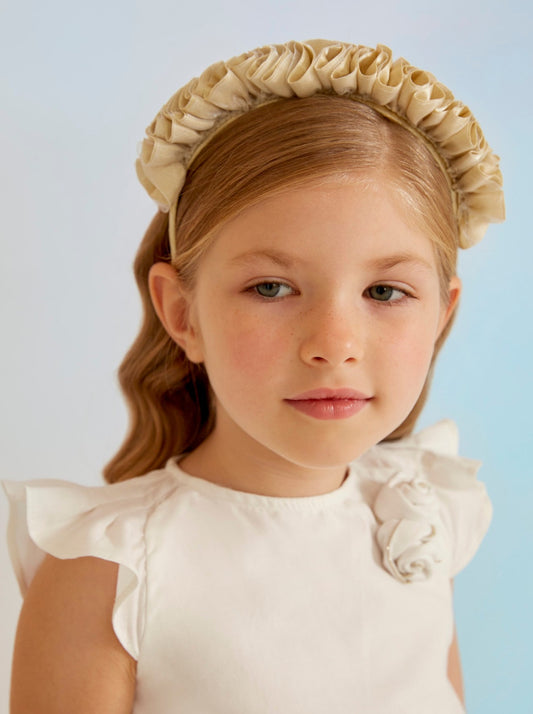 Abel & Lula Ruffle Crown Headband _Light Gold 5437-093