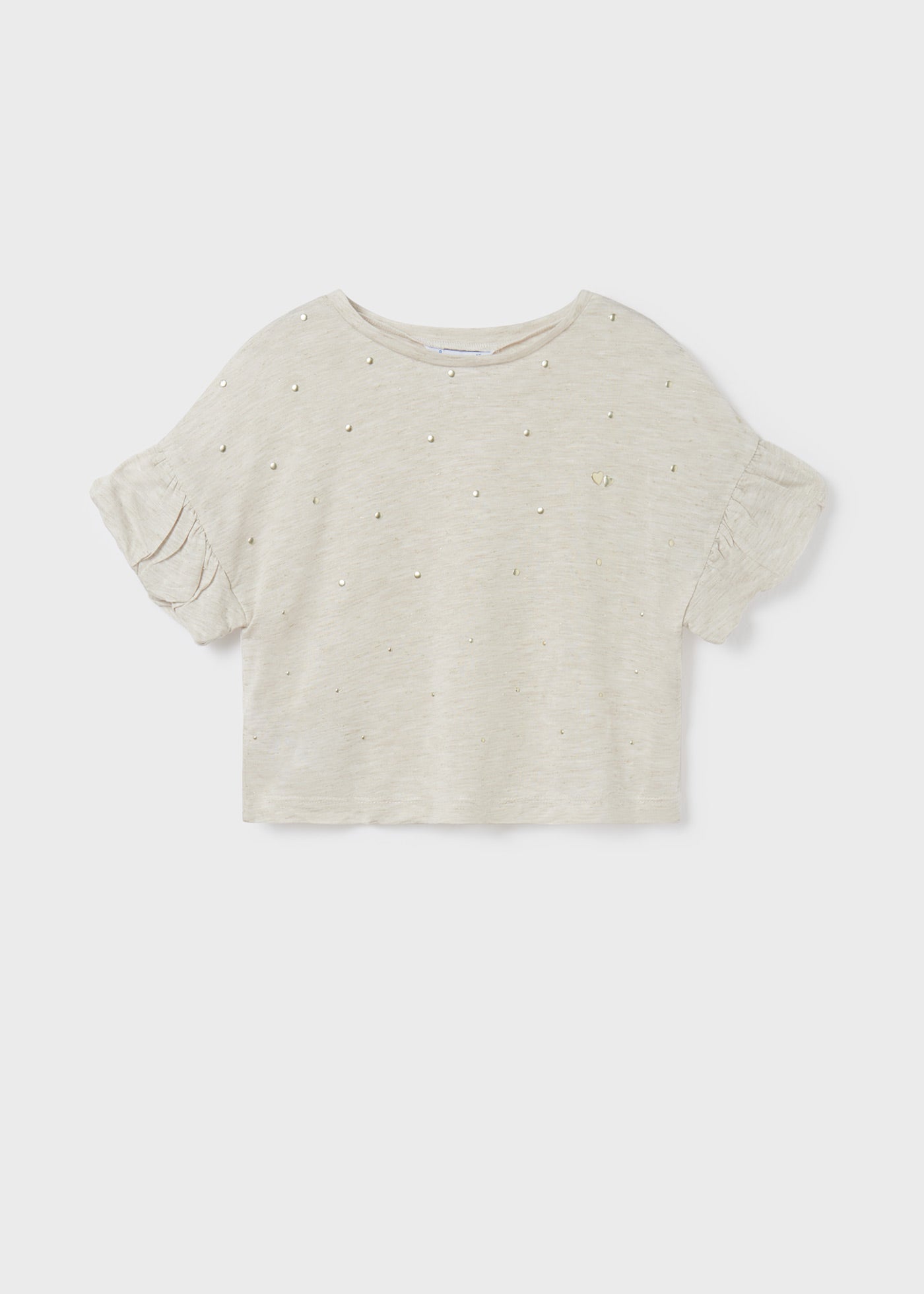 Mayoral Junior Linen T-Shirt _Cream 6045-032