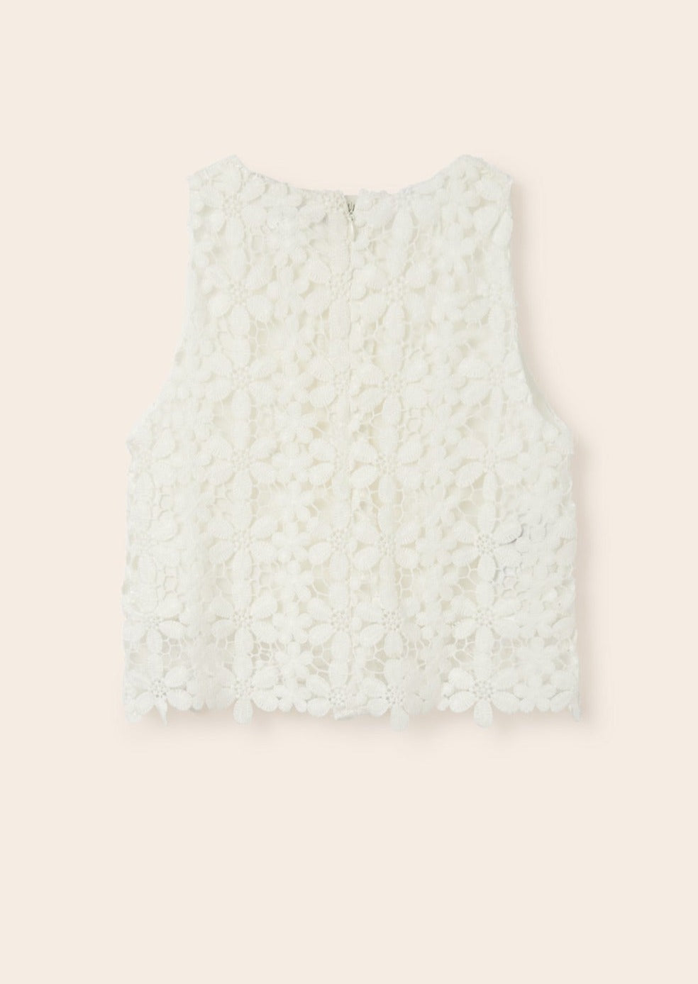 Mayoral Junior Tank Top w/Flower Lace _Off White 6064-078