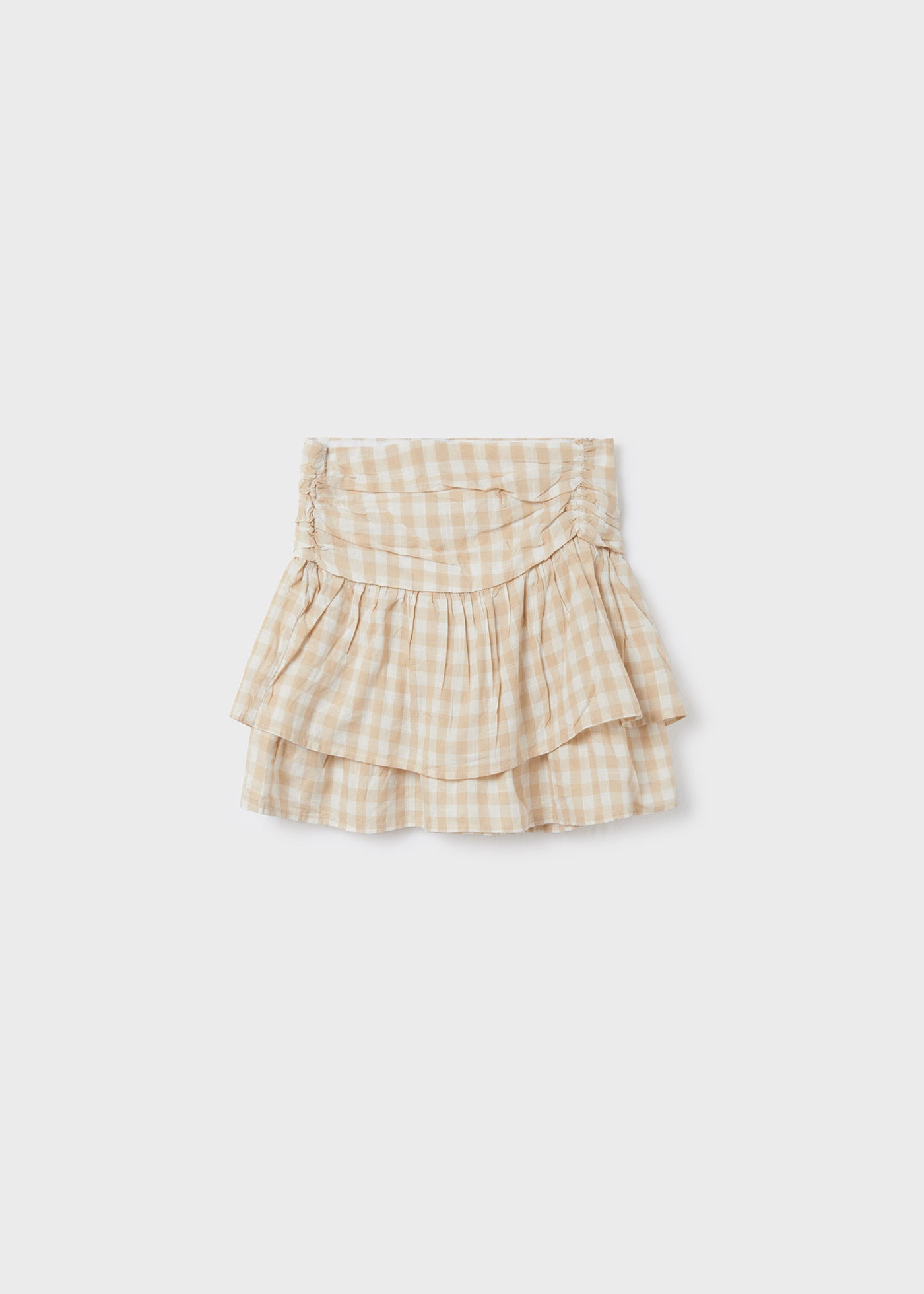 Mayoral Junior Tiered Gingham Skirt Beige 6904 083