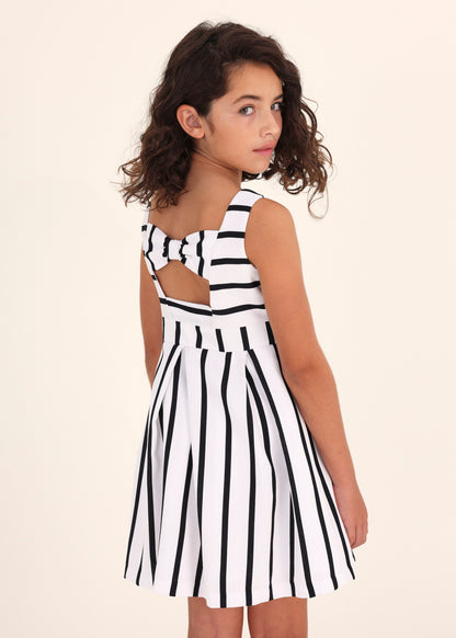 Mayoral Junior Striped Sleeveless Dress w/Box Pleats _White/Black 6910-074