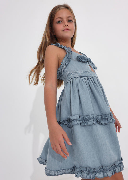 Mayoral Junior Sleeveless Dress w/Ruffle Details _Blue 6925-022