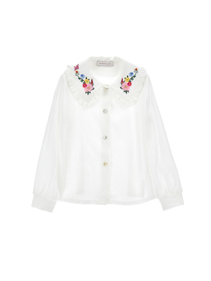 Monnalisa L/S Floral Blouse _White 110300-0103-0001