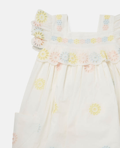 Stella McCartney Ruffle Sleeve Dress w/Colourful Embroidery _White TS1F72-Z1142-101EM