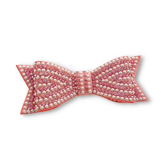 Bari Lynn Crystal Bow Clip _Pink Pearl BLSS22-016