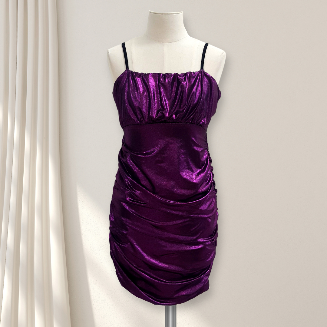 Cheryl Kids Empire Waist Rouched Dress _Metallic Purple 3770-003