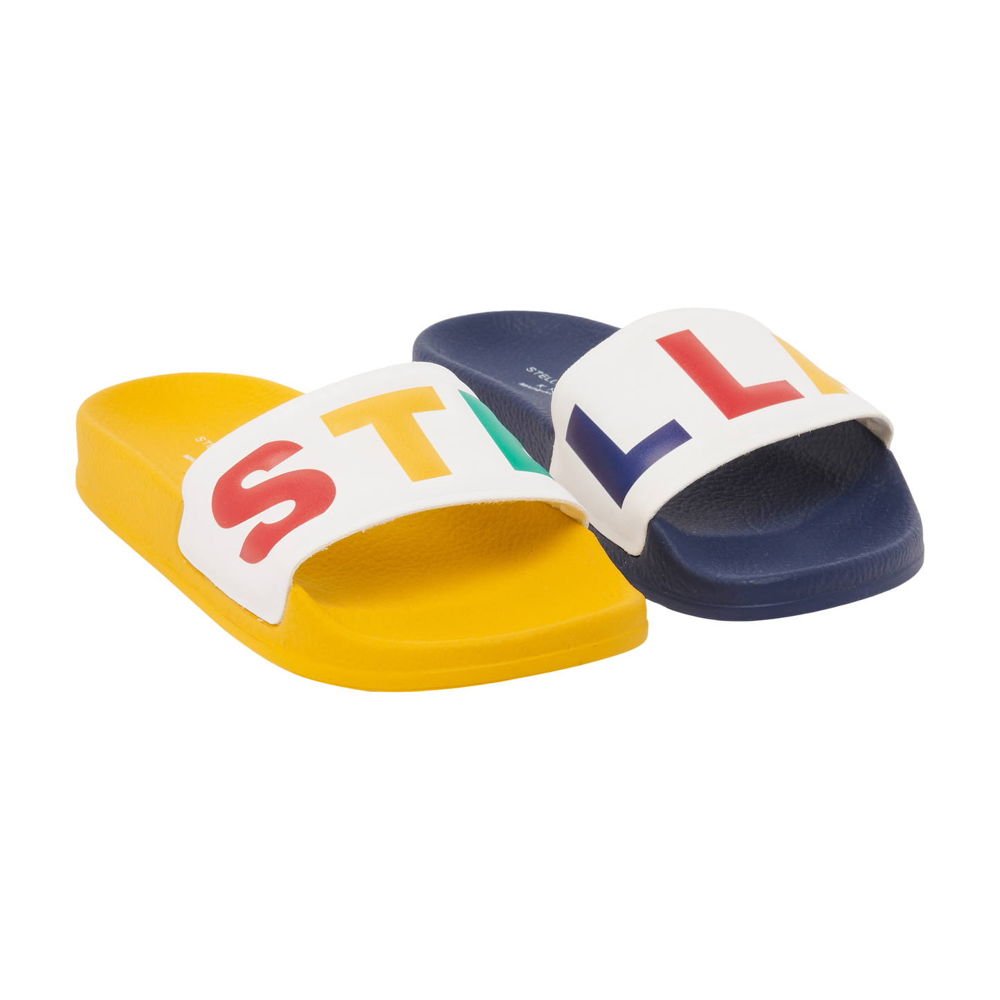 Stella McCartney Alter Nappa Sliders w/Logo Yellow Navy_8Q0MG6