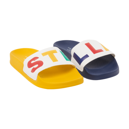 Stella McCartney Alter Nappa Sliders w/Logo Yellow Navy_8Q0MG6