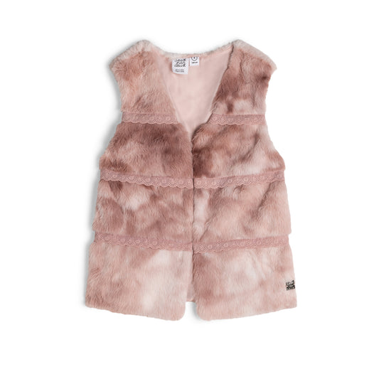 Deux Par Deux Faux Fur Sleeveless Vest _Pink E20I31-622