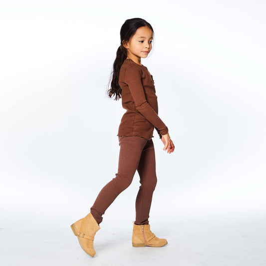 Deux Par Deux Ribbed Leggings _Brown E20YG60-992