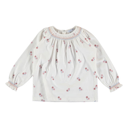 Mayoral Mini Long Sleeve Smocked Shirt _White 4028-31