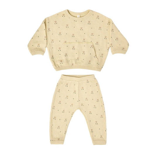 Quincy Mae Baby Waffle Sweatshirt/pant  Set _Yellow QM107-P818