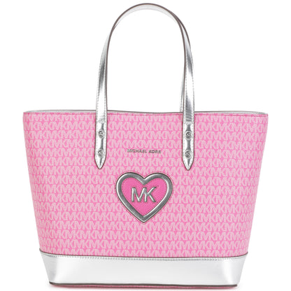 Michael Kors Leather Hand Bag w/Logo Print _Pink R10155-49M