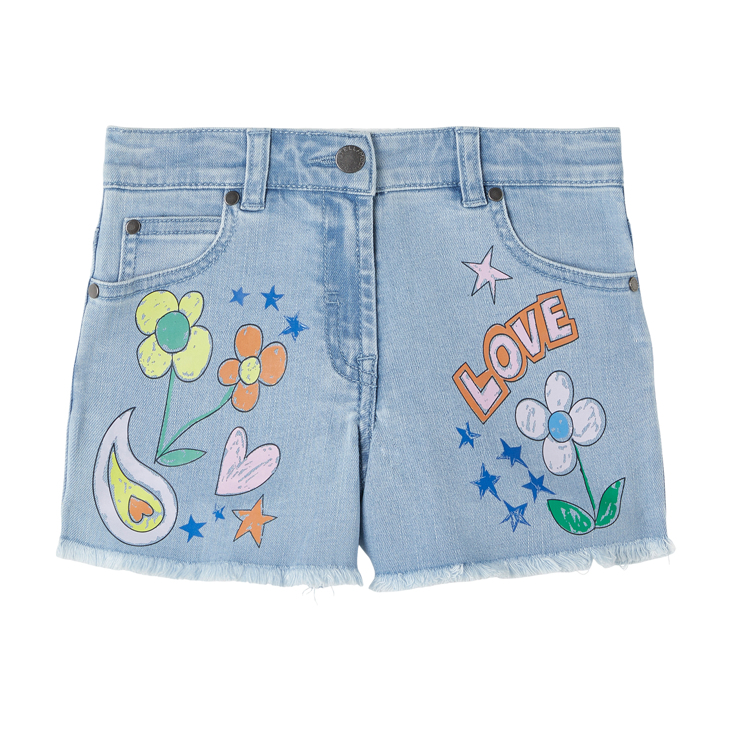 Stella McCartney Denim Shorts w/Doodle Print _Blue TS6A19-Z0153-604