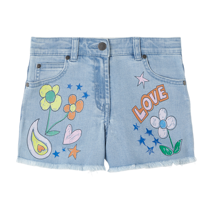 Stella McCartney Denim Shorts w/Doodle Print _Blue TS6A19-Z0153-604