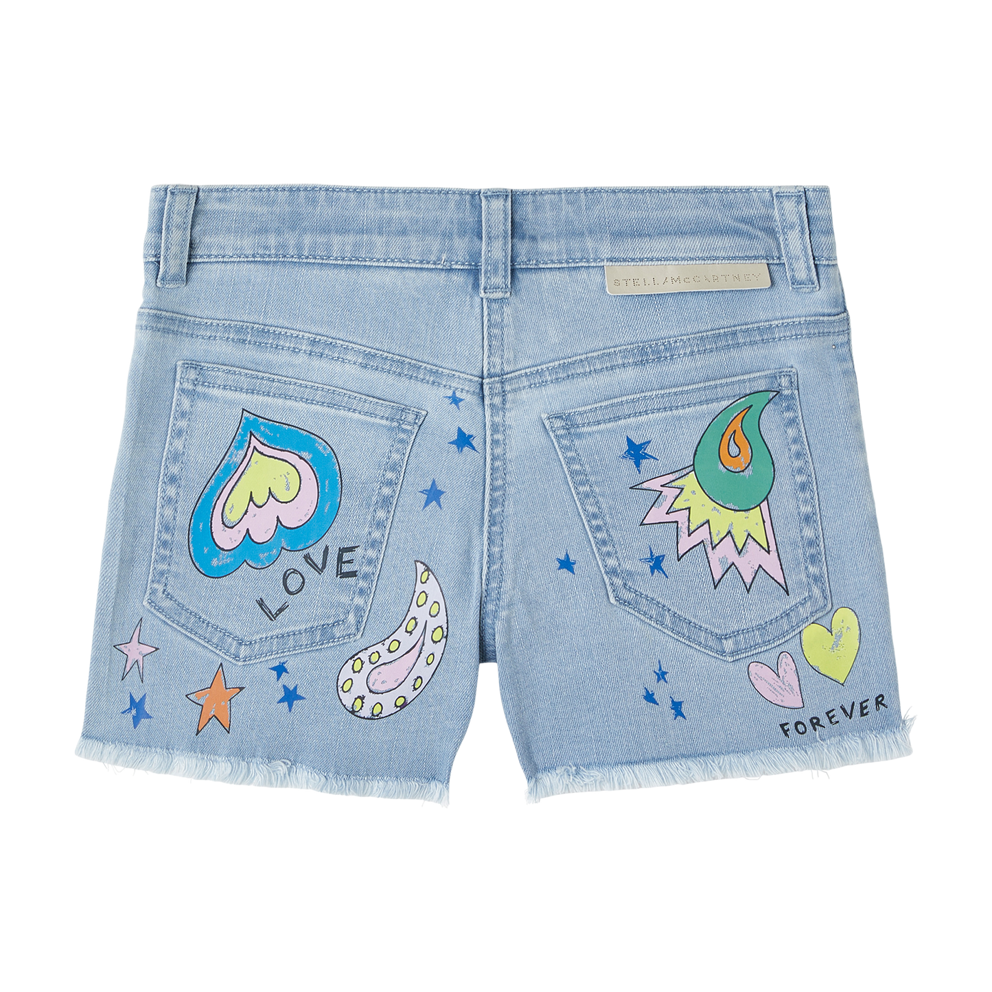 Stella McCartney Denim Shorts w/Doodle Print _Blue TS6A19-Z0153-604