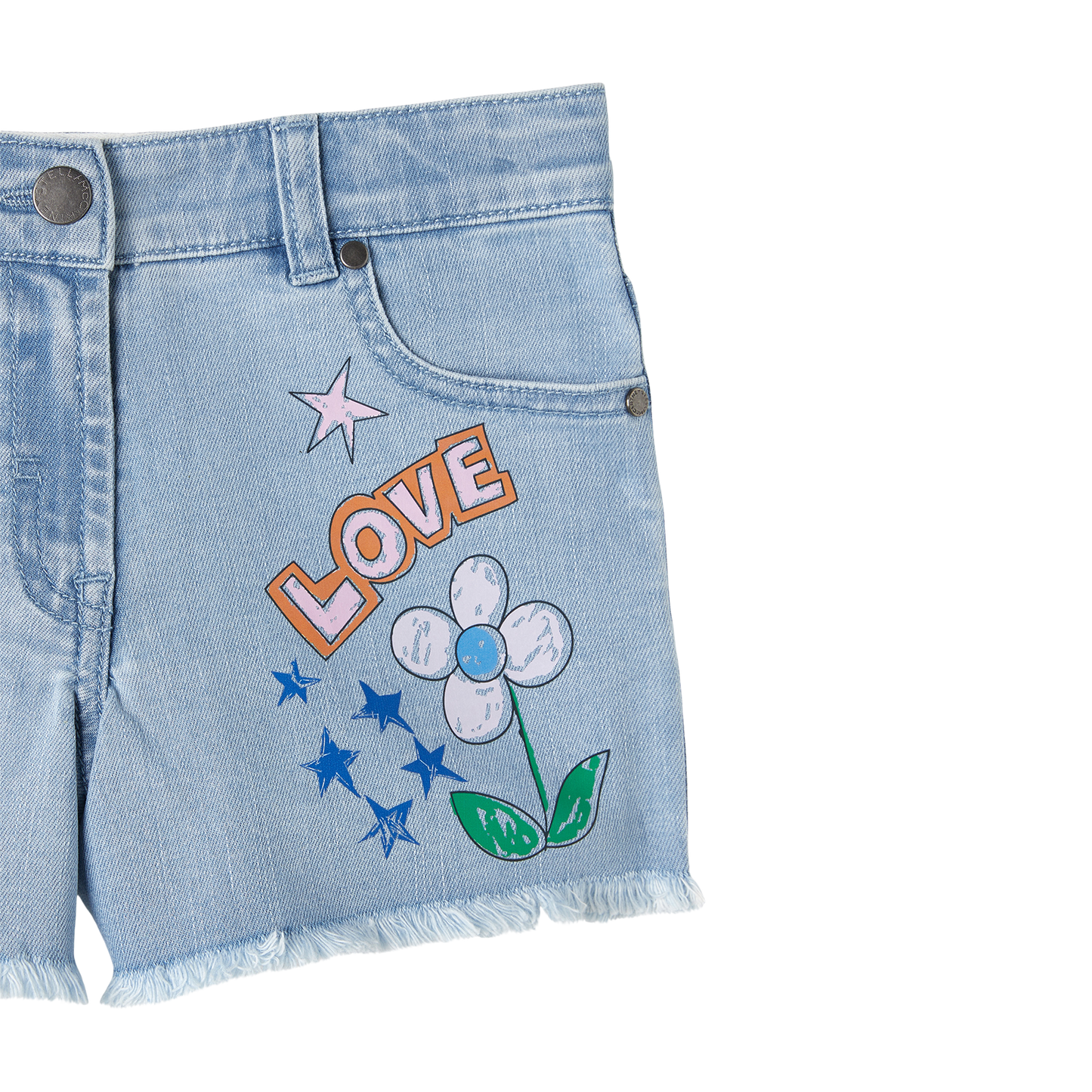 Stella McCartney Denim Shorts w/Doodle Print _Blue TS6A19-Z0153-604