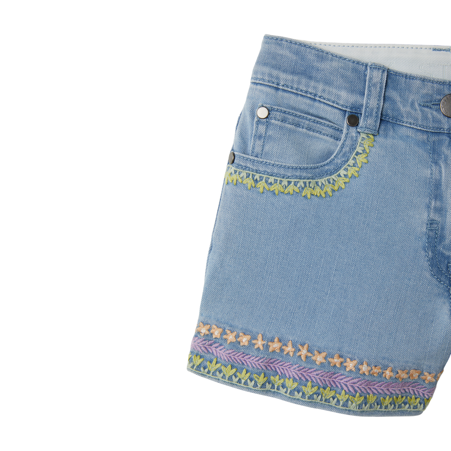 Stella McCartney Denim Shorts w/Flower _Blue TS6E99-Z0153-604