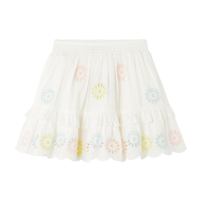 Stella McCartney Ruffle Hem Eyelet Skirt _White TS7A41-Z1142-101EM