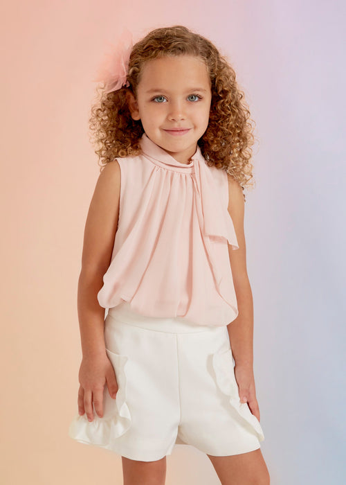 Abel & Lula Fancy Shorts w/Ruffle Patch Pockets _White 5230 - 091 - NorthGirls