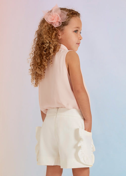 Abel & Lula Fancy Shorts w/Ruffle Patch Pockets _White 5230 - 091 - NorthGirls