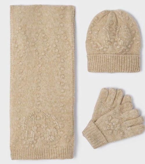 Abel & Lula Hat, Mittens & Scarf _Beige 5944 - 51 - NorthGirls