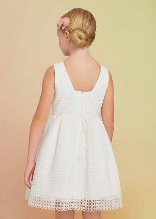 Abel & Lula Sleeveless Grid Mesh Overlay Dress w/Flower - NorthGirls