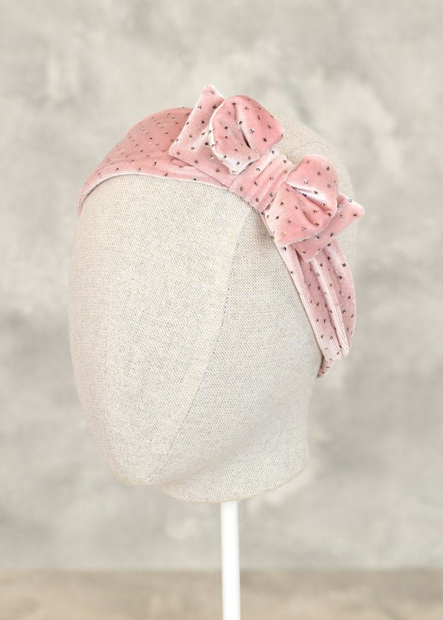 Abel & Lula Velvet Glitter Bow Headband _Pink 5954 - 03 - NorthGirls