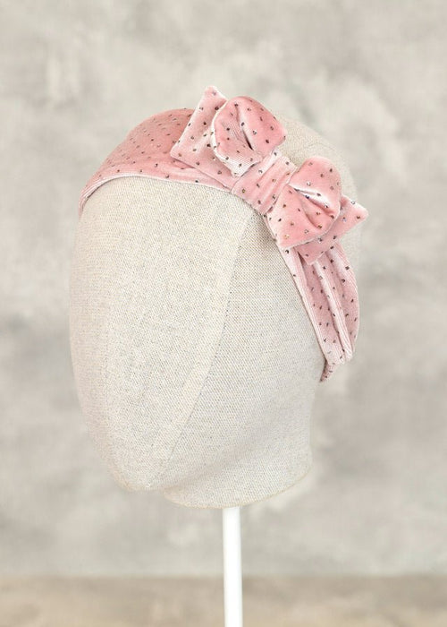 Abel & Lula Velvet Glitter Bow Headband _Pink 5954 - 03 - NorthGirls