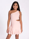 Cheryl Kids Rouched One Shoulder Cut Out Dress - NorthGirls