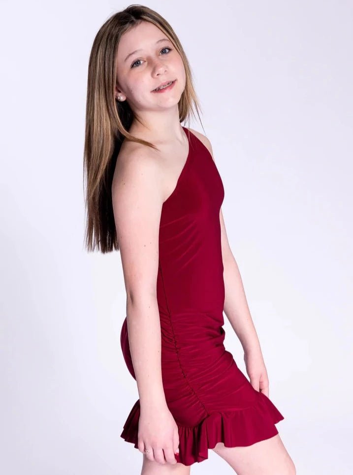 Cheryl Kids Rouched One Shoulder Dress - NorthGirls