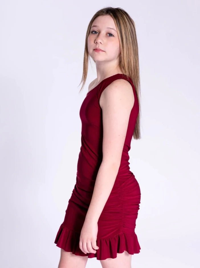 Cheryl Kids Rouched One Shoulder Dress - NorthGirls