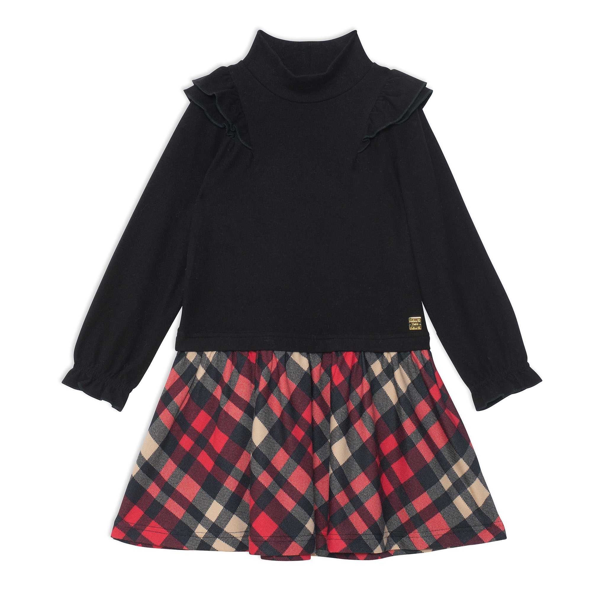 Deux Par Deux L/S Mock Neck Dress _Black E20NG91 - 999 - NorthGirls